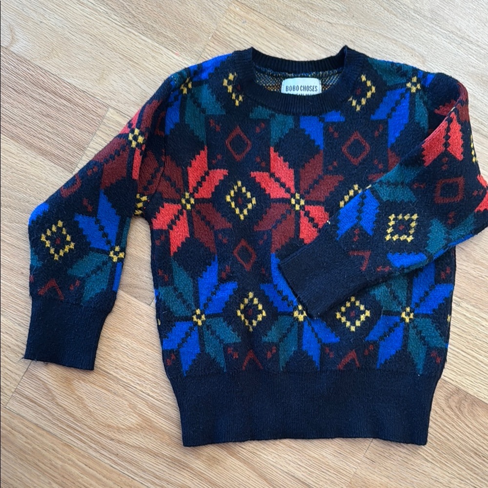 Bobo Choses Red and Blue Crewneck Sweater